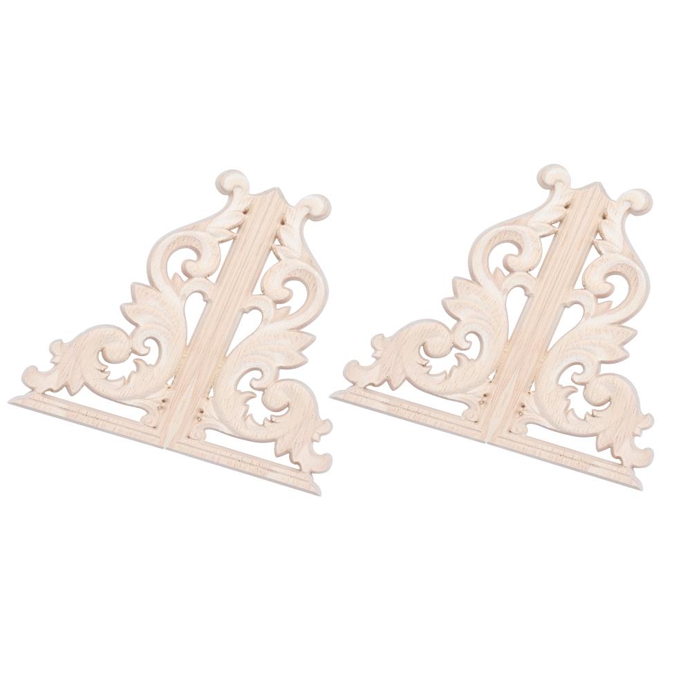 4Pcs European Style Vintage Wood Carving Corner Applique Decal Home Furniture Decoration Accessories 13x7cm