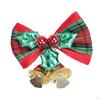 4Pcs Christmas Bow Bell Supplies Glitter Pendant Crafts Topper Charm Xmas Tree Hanging Decorations