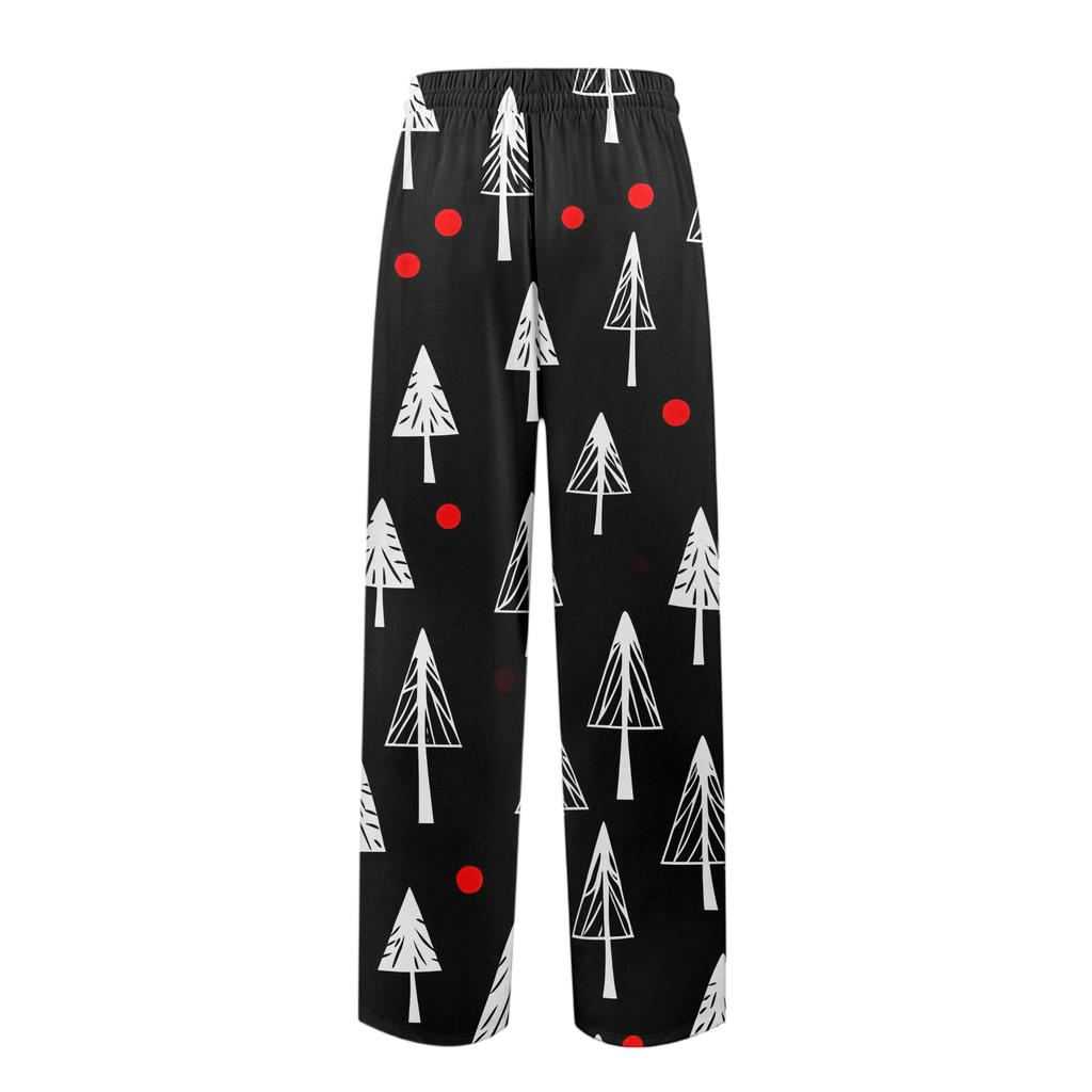 Men's Knitted Fashion Print Pocket Casual Pants Pajama Pants