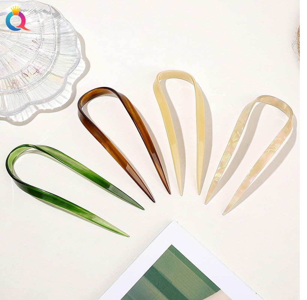 Set de 4 Kanzashi Kanzashi Păr Păr Piepteni de Păr Japonezi Ace de Păr în Formă de U, Piese, Ace în U, Plastic, Acetat, Strălucitor, Mare, Ornamente, Accesorii,