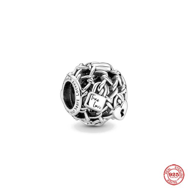 S925 Silver Fine Beads Fit Fasion Original Bracelet Necklace Pendant Women Love Couple Dangle Shiny Mom Charms Jewelry 