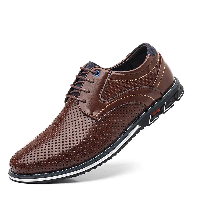 Retro Men Business Shoes Brand Leather Shoes Fashion Casual Shoes for Men Office Brown Breathable Loafers Comfortable Men'shoes
