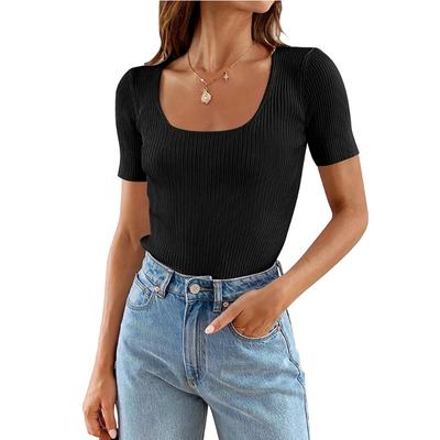 Summer New Women's U-neck Base Tight Basic Sweater