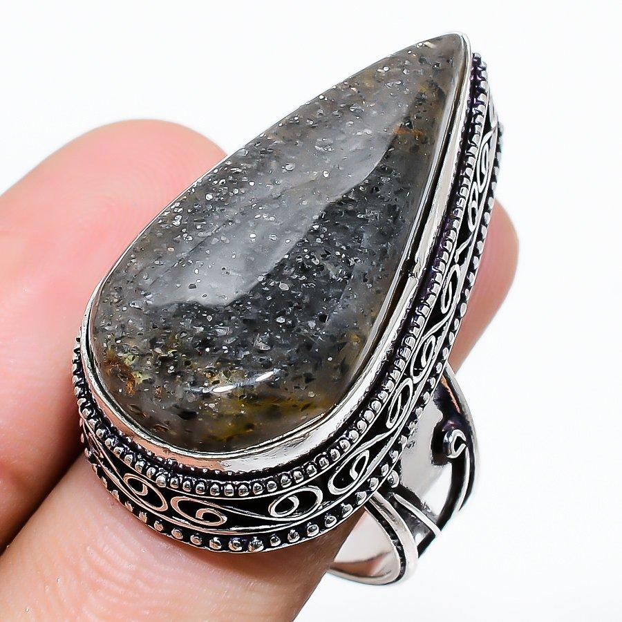 

Golden Pyrite Gemstone Handmade Ethnic Jewelry Ring Size 8.5SR-1264