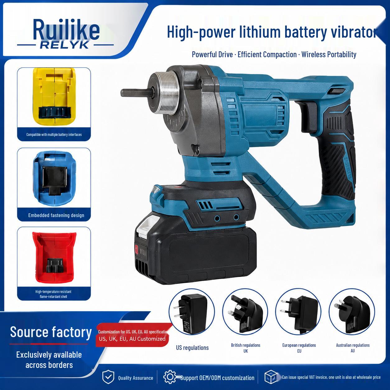 High-Power Brushless Concrete Vibrator and Rechargeable