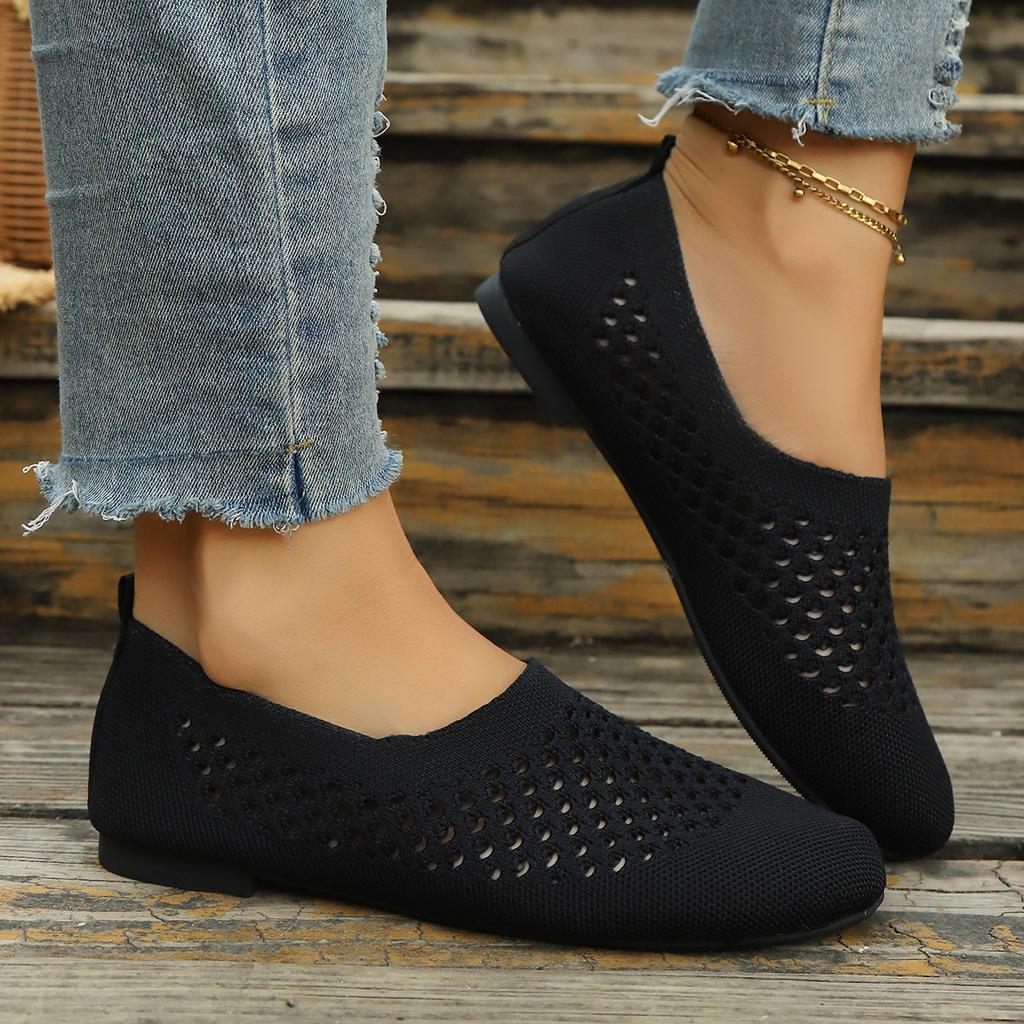 Flying Woven Lazy Single Shoes Women'S Spring Flat Bottom Large Size Hollow Casual Single Shoes Wish43