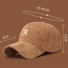 3D Embroidered 'R' Letter Corduroy Baseball Cap Solid Color Adjustable Strap Sunscreen Hat Breathable Sun Hat Outdoor Sports