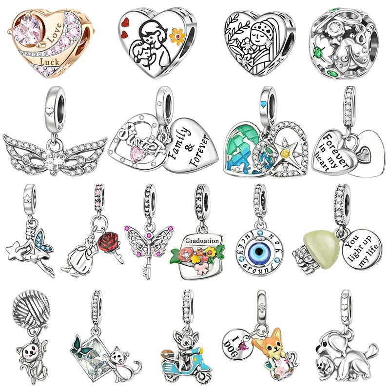 Lovely Copper Animal Teacup Dog Paw Print Cat Flower Fairy Pendant Fit Diy Bracelet Necklace Boutique Birthday Gift