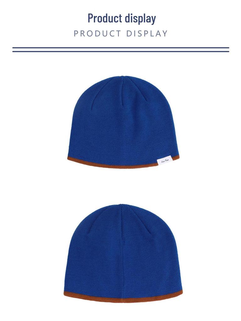 Women's Double Layer Knit Beanie for Large Heads - Color Block, Small Face Effect, Warm Wool for Autumn/Winter, Perfect for Cycling & Climbing.