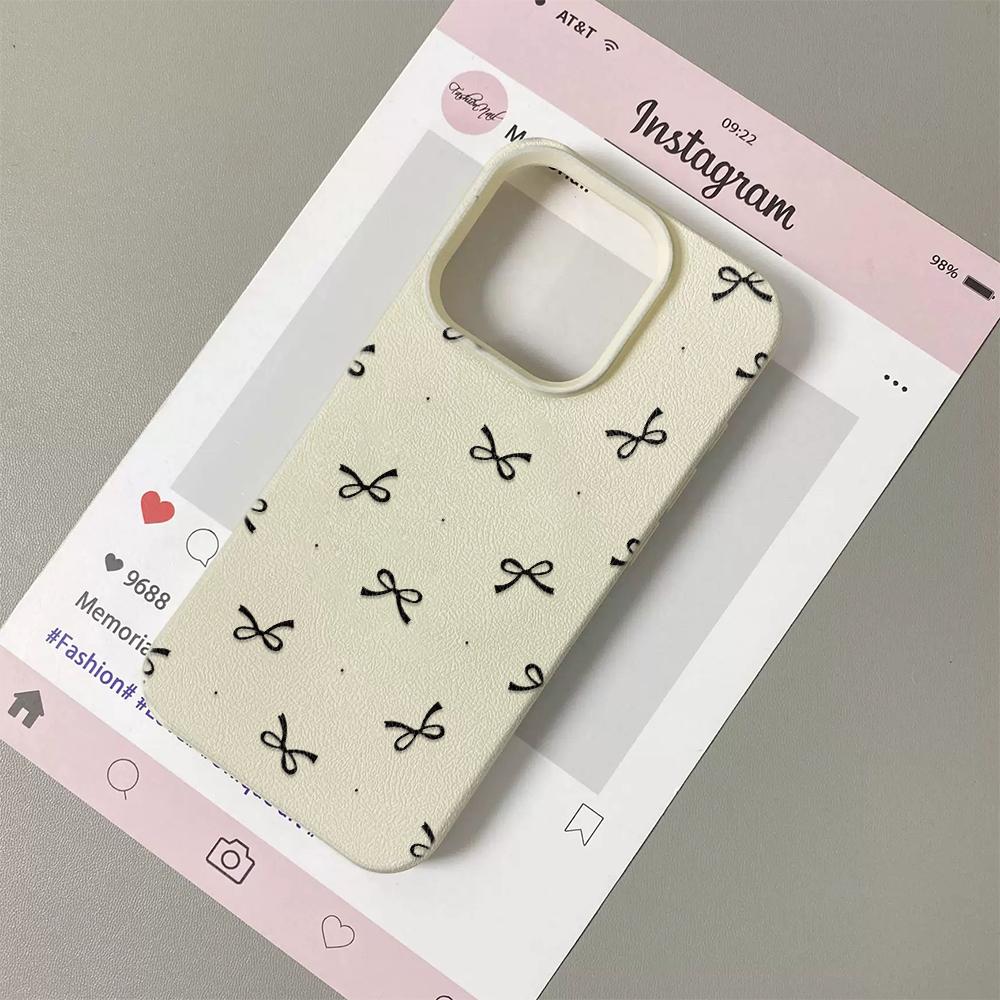 Schwarze Schleifen-Aufdruck Handyhülle Für iPhone 17 16 15 14 Plus 13 12 11 Pro Max 17 Air X XR XS Korea Mädchen Hülle Silikon Weiche Hülle