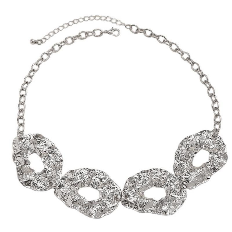 A52E Fashionable Irregular Circle Waist Chain Necklace With Adjustable Metal Chain For Women Grunge And Steampunk
