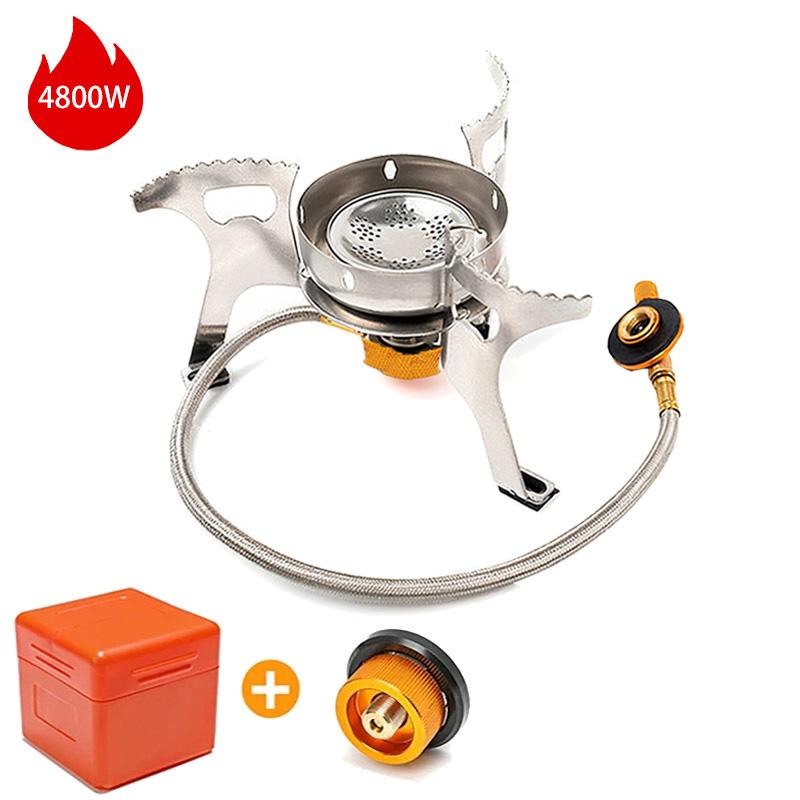 Neuer Camping-Gaskocher Tragbar Faltbar Outdoor Rucksacktouren Winddichter Kocher Touristenausrüstung zum Kochen Wandern BBQ Picknick 4800W