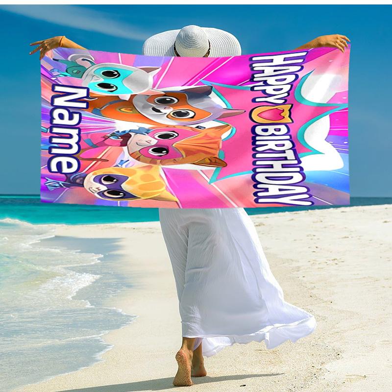 Personalized Customized Proof Beach Towel with SuperKitties Pattern - Soft, Absorbent,quick-drying,perfect Swimming,camping&bathing