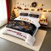 Nirvana MTV Unplugged In New York Bedding Set, Warm Orange Yellow Gradient with Kurt Cobain Acoustic On Stage, Grunge Duvet Cover Set