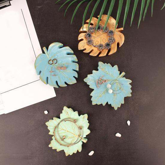 Leaf Shaped Jewelry Dish Small Ring Necklace Bracelet Holder Organizer Resin Decorative Trinket Dish Tray for Wedding Party Table