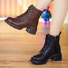 2024 New Super Fire Soft Leather Martin Boots Women's Shoes Winter British Style Platform Short Boots Fashion Versatile Thick Heel Boots