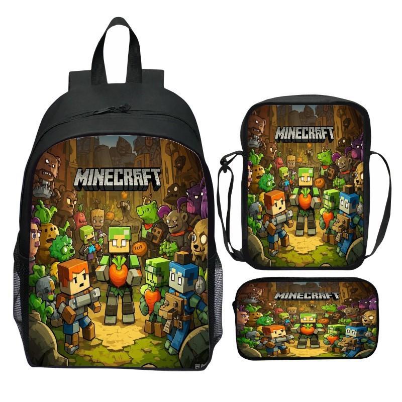 Minecraft School Backpack Set With Printed Game Pattern For Kids Students