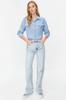 Women's Fashion New Shirt Pink Pocket Detailed Crop Woven Shirt