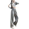 Floral White Lazy Wide-leg Pants Women's Spring and Autumn New Loose Straight Casual Sweatpants Small Sweatpants
