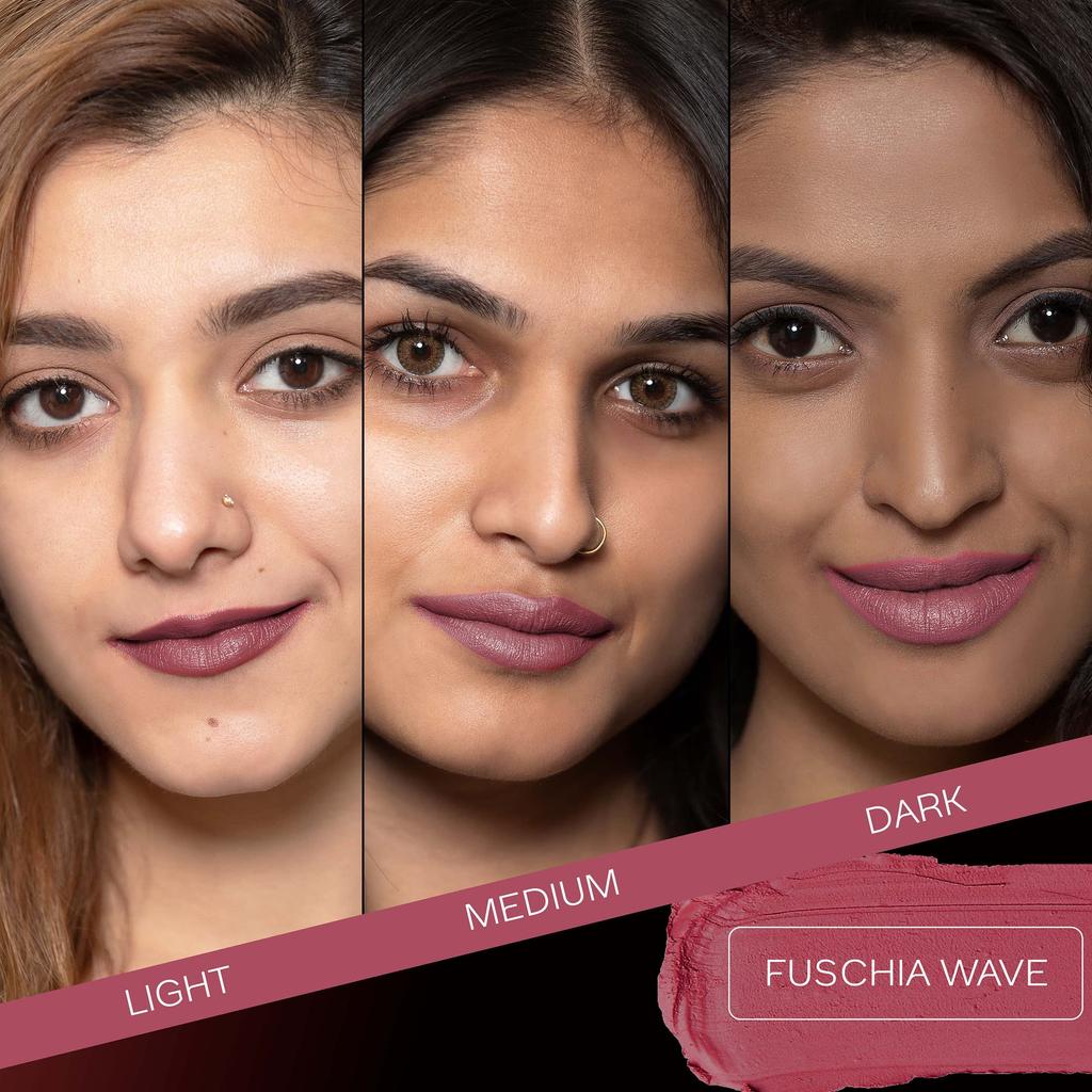 FACES CANADA Weightless Matte Lipstick - Fuschia Wave 02 (Pink), 4.5g | Highly Pigmented Lip Color | Smooth One Stroke Glide | Moisturizes & Hydrat