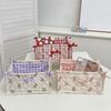 Cotton Desktop Storage Basket Ins Style Sundries Organizing Bag Quilted Storage Basket  for Home