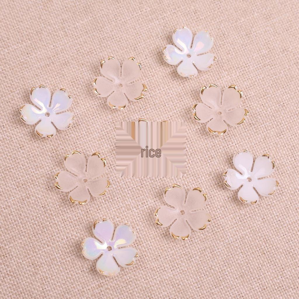 Korean Gold-Edged Five-Petal Flower Beads for DIY Bracelets, Necklaces, and Phone Chains