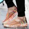 Summer Women's Flats Fashion Elastic Band Weave Casual Shoes Slip On Breathable Sneakers Spring Couple Loafers Plus Size 35-44
