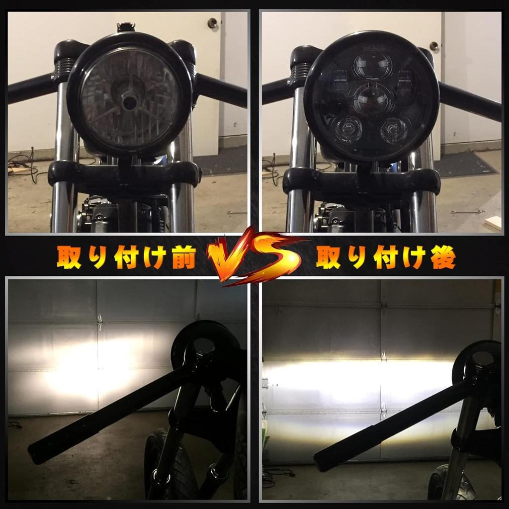 MOVOTOR Headlight with Inspection IP67 Genuine Replacement for 883 and Sportster 5.75 Hi/Lo Switch, Compliant, Waterproof, Harley-Davidson