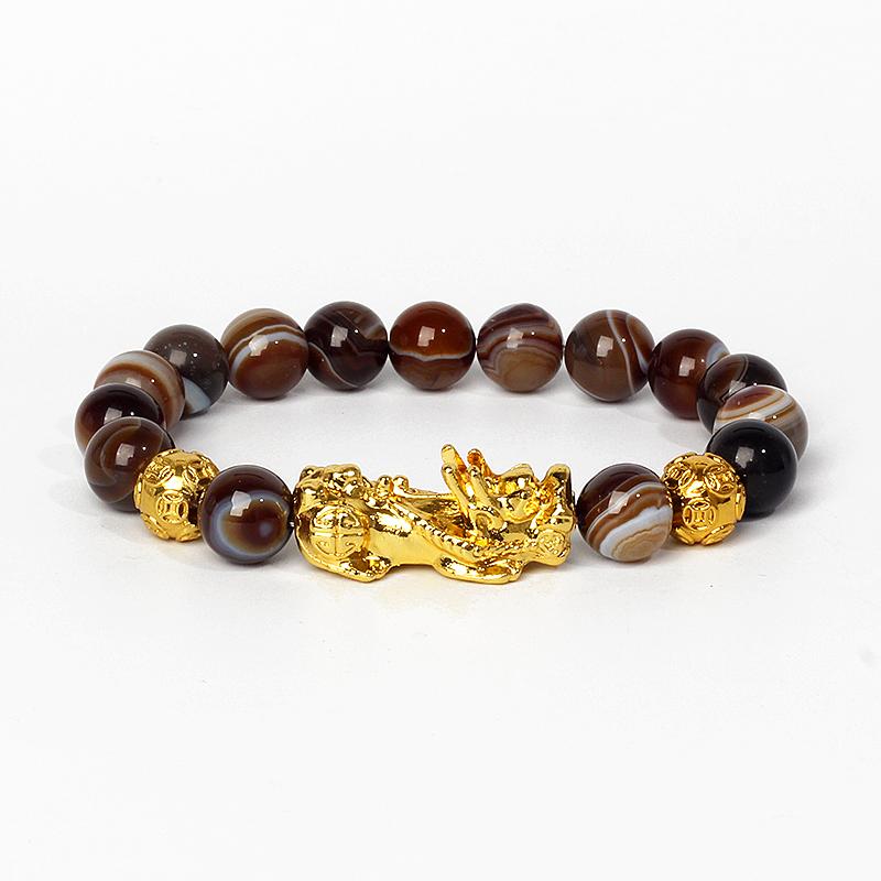 Feng Shui Black Obsidian Wealth Bracelets Men Color Changed Pi Xiu Bracelets Women 10mm Dragon Mantra Bead Bangle Lucky Jewelry