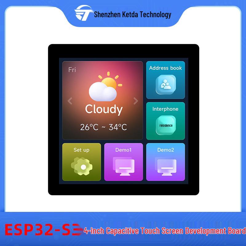 ESP32-S3 4" LCD Capacitive Touch Dev Board with LX7 Dual-Core, WiFi, Bluetooth, and BLE5 Support.