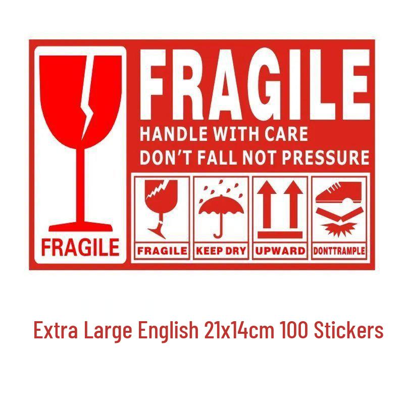 Large Self-Adhesive Fragile Sticker - Handle with Care, Do Not Press