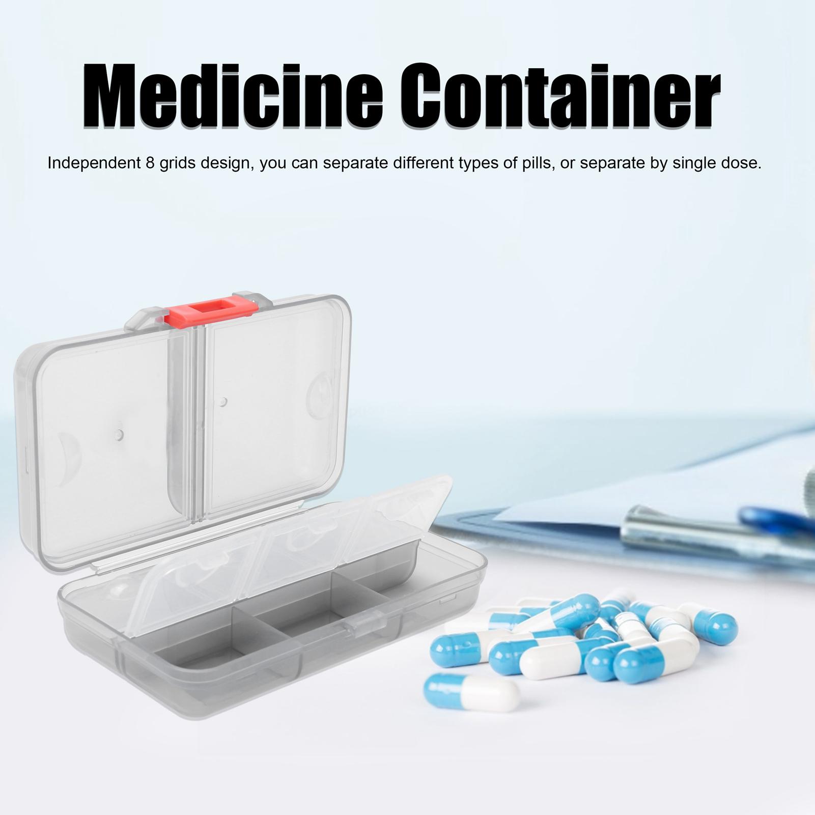 

Portable Medicine Storage Case Container 8 Compartments W/Sling Cover