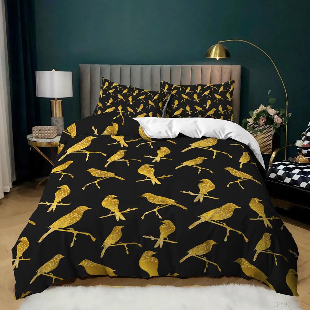 Parrot Duvet Cover King Size Realistic Looking Birds On Branches Macaw Tropical Wildlife Bedding Set Soft Polyester Quilt Cover