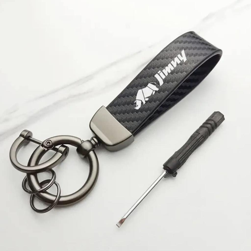 [Keychain One] Keychain for Jimny Jimny Sierra Jimny JB64 Carbon Keyed Key Chain Key Holder Case (Color: Black)