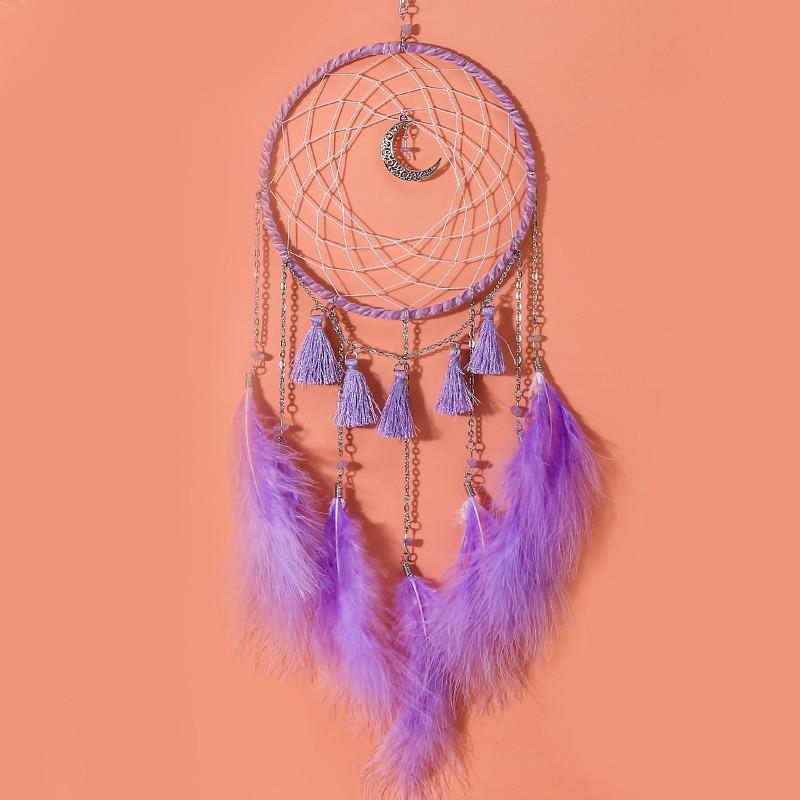 Obří lapač snů Měsíc - Boho větrný zvonkohra do dívčího pokoje, Tkané umění Narozeninový dárek