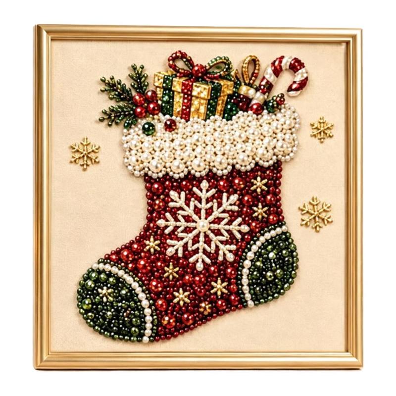 Christmas Santa Claus Pearl Art DIY Kit Framed Bead Embroidery Educational Craft Perfect Birthday Holiday Gift for Kids