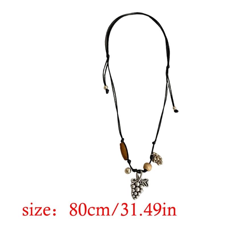 Stylish Alloy Accent Necklace With Sliding Closure Braided Cord and Natural Wood Materials