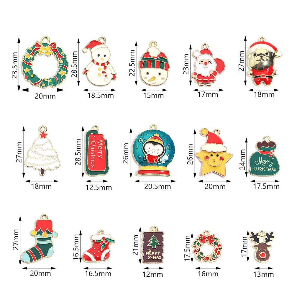10-20pcs/lot Christmas Series Alloy Enamel Cute Pendant Santa Claus Elk Snowman Shape Charms For DIY Bracelet Necklace Accessory