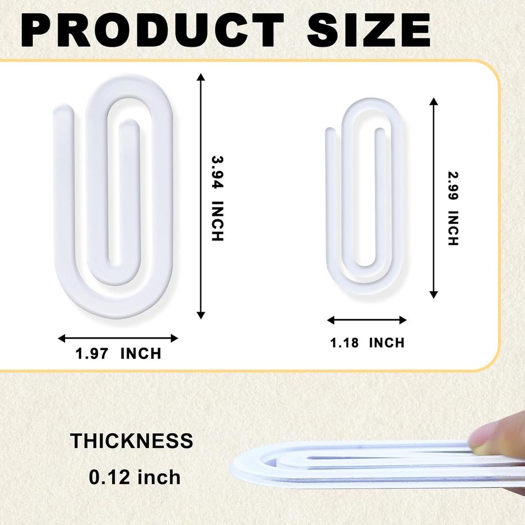 10 Pack Sublimation Blanks Acrylic Paper Clips, 4" x 2" Jumbo Paper Clips Clear for Heat Transfer DIY Design, School Classroom Stationery Office,