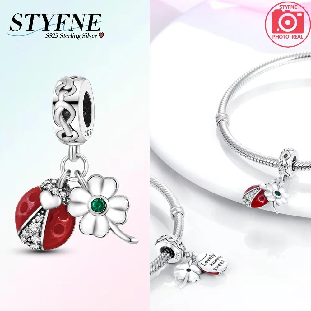 Copper Original Four-Leaf Clover Seven-Spotted Ladybug U-Shaped Horseshoe Pendant Beads Fit Bracelet Women Diy Fine Gift