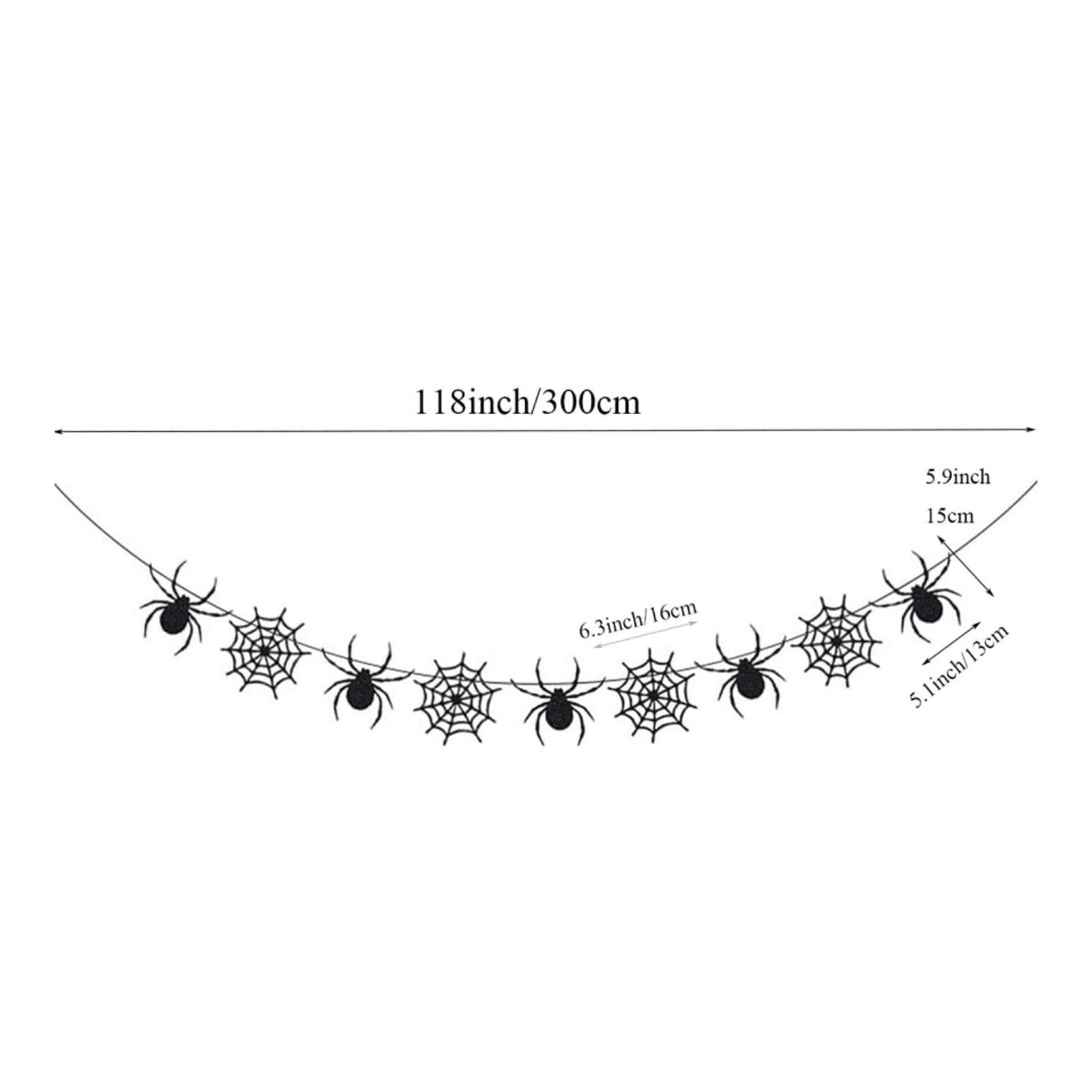 

Гирлянда из пауков Толстый фетр Подвесная паутина Регулируемое расстояние Домашнее украшение Декор для вечеринки 2 комплекта для дома с привидениями чёрный