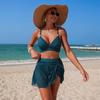 Summer Women's Two-Piece Swimsuit, European and American Sexy Mesh High-Waisted Bikini Swimsuit