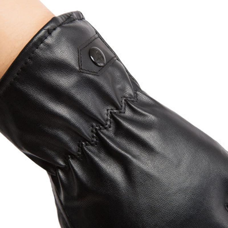 Womens Leather Gloves Winter Lined Fleece Lining Thick Warm Gloves Touchscreen Driving Gloves Winter Cycling Gloves