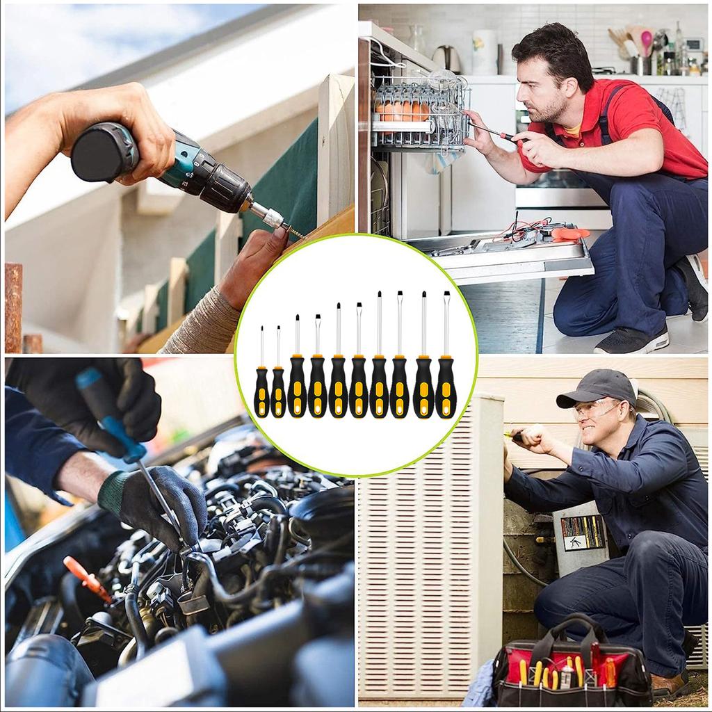 Pack of 10 Magnetic Insulated Screwdrivers with Chrome Vanadium Steel Dual Head Tips for Home Repair and Electronics Maintenance