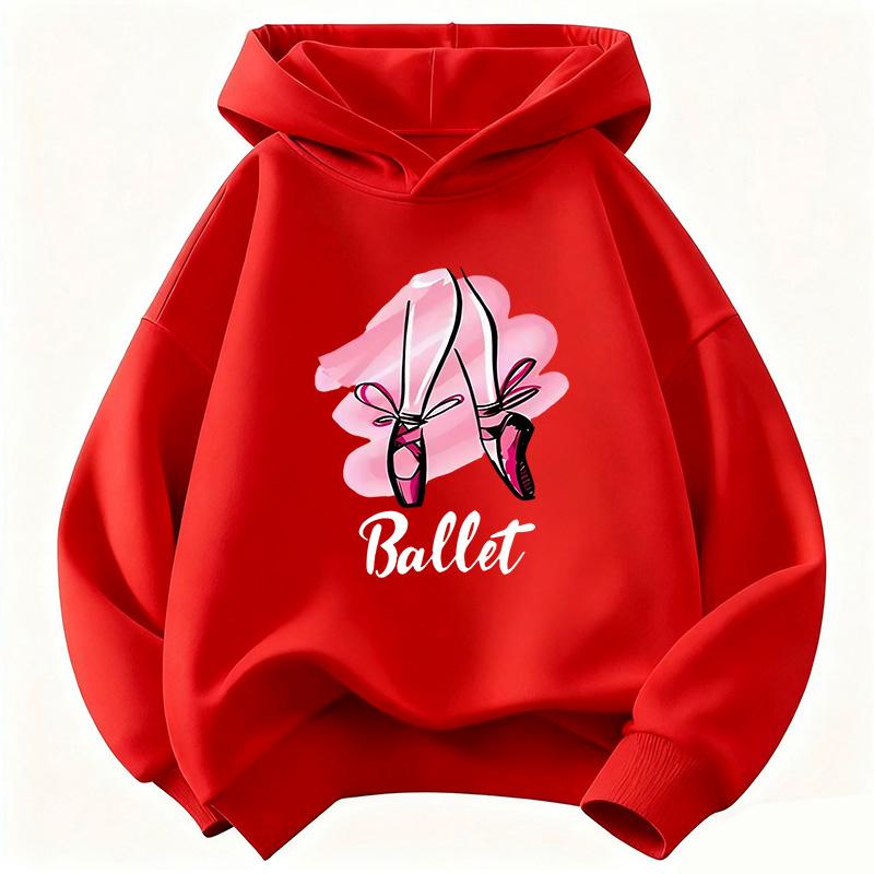 Fashion Ballet Dance Shoes Girls Hoodies Children's Sweatshirt Hoody Girls Autumn Spring Casual Hoodies