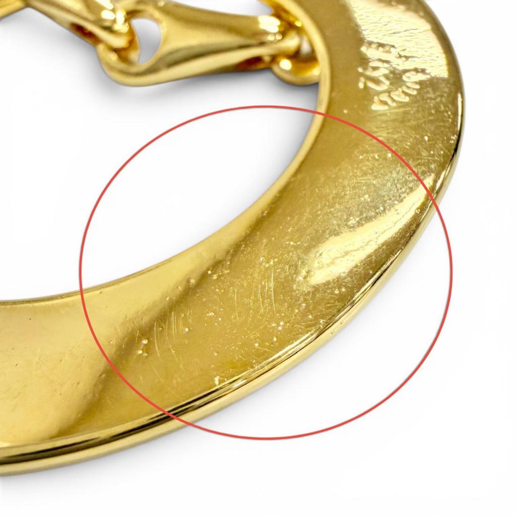 Excellent CELINE Circle Logo Design Chain Necklace Pendant Accessory gold Used