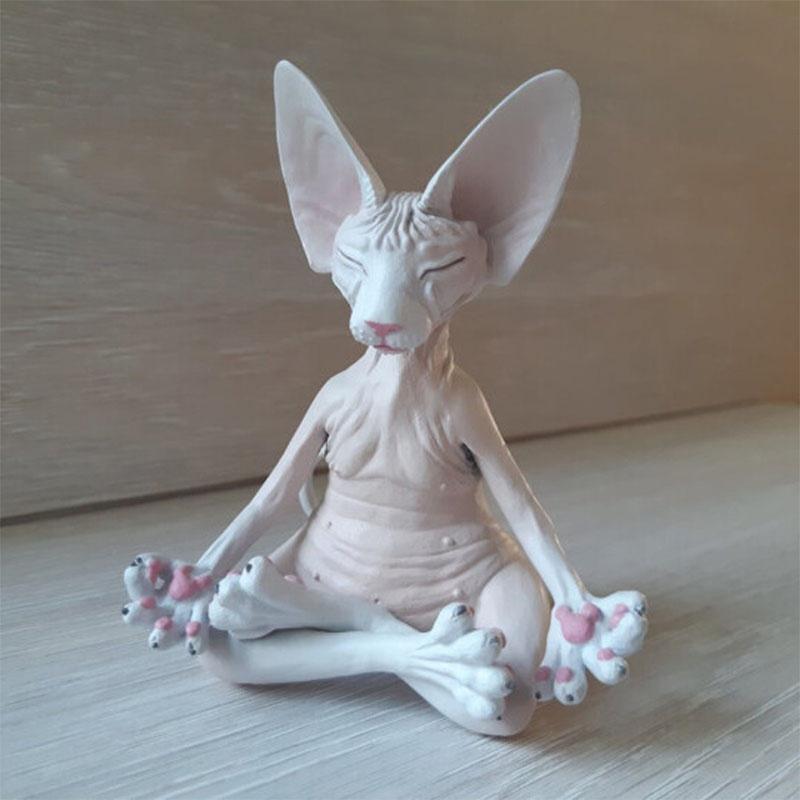 1PCS Sphynx Cat Meditate Collectible Figurines Miniature Decor Animal Model Tors 1PCS Sphynx Cat Meditate Collectible Figurines Miniature Decor Animal Model Tors