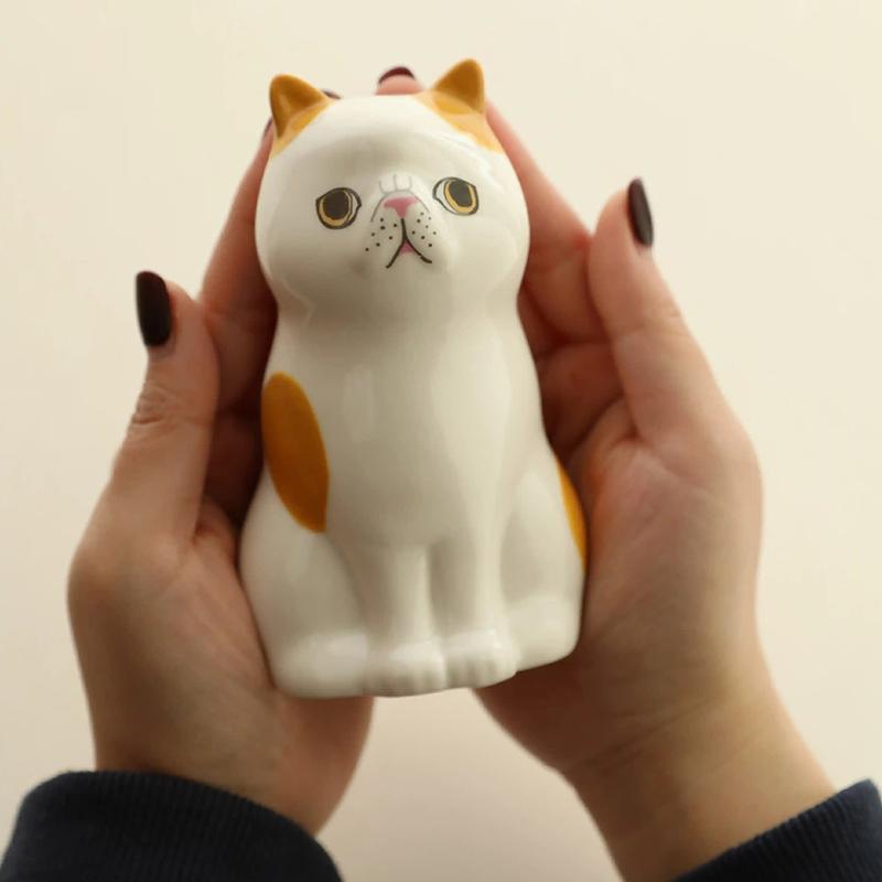 1ks Dekorace kočka Keramická nádoba na uskladnění kočka Dárek pro milovníka koček Víceúčelový držák na tužky Stolní organizér 6,7x6,3x12cm