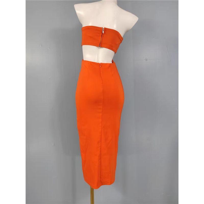 Export Single F Home Wrapped Chest French Style Temperament Elegance Hip Split Midriff Outfit Open Back Birthday Party Tight Dress