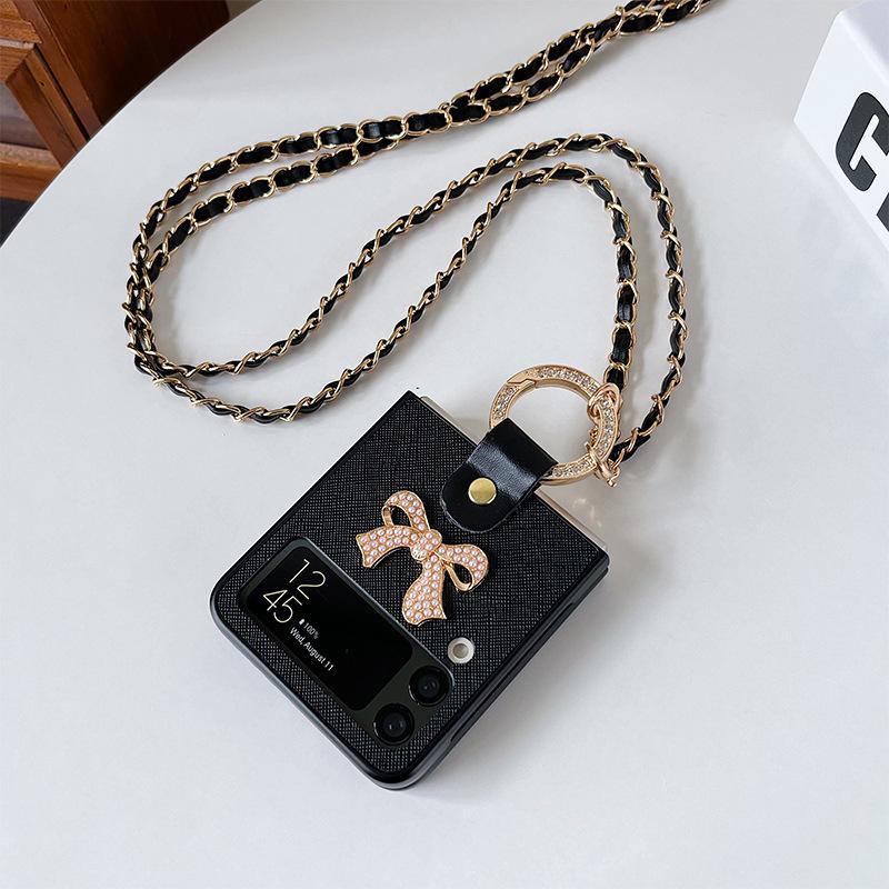 

Для Samsung ZFlip6 Складной Экран Чехол для Телефона-Раскладушки ZFlip7 Ремешок-Цепочка через Плечо Стразы Персонализированное Кольцо For Huawei Pocket2